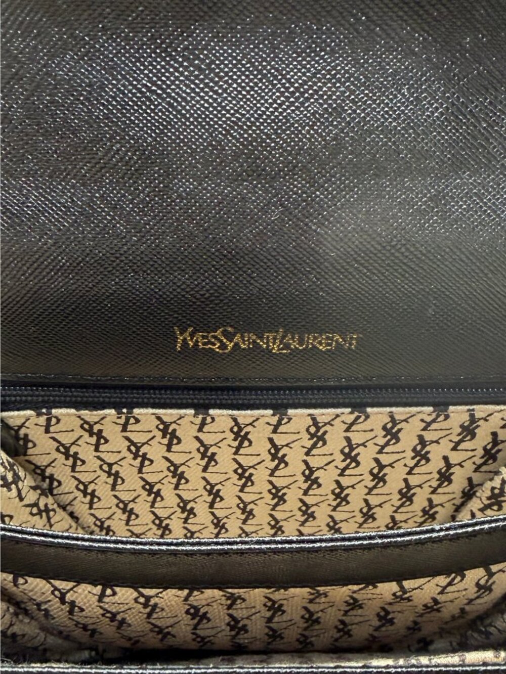 YVES SAINT LAURENT Vintage Saffiano Black Leather Crossbody & Clutch - Picture 5 of 9